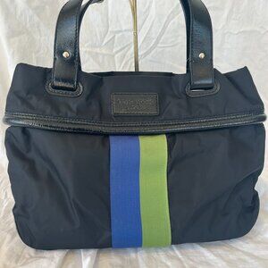 Kate Spade -- Noel Large Tote -- Shoulder Bag -- Black -- Green Blue Stripe